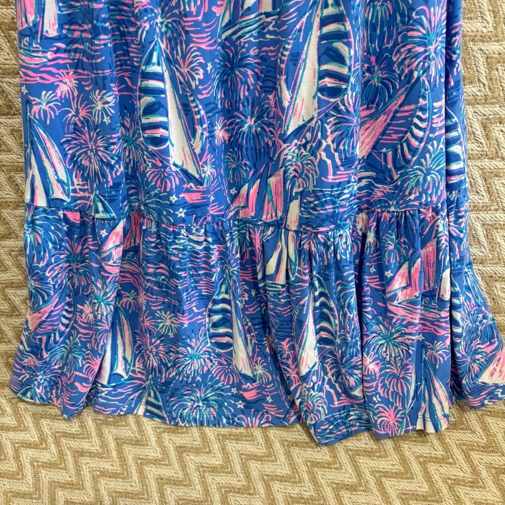 Lilly Pulitzer Kailua Smocked Shoulder Tie Dress Boca Blue - Picture 3 of 11